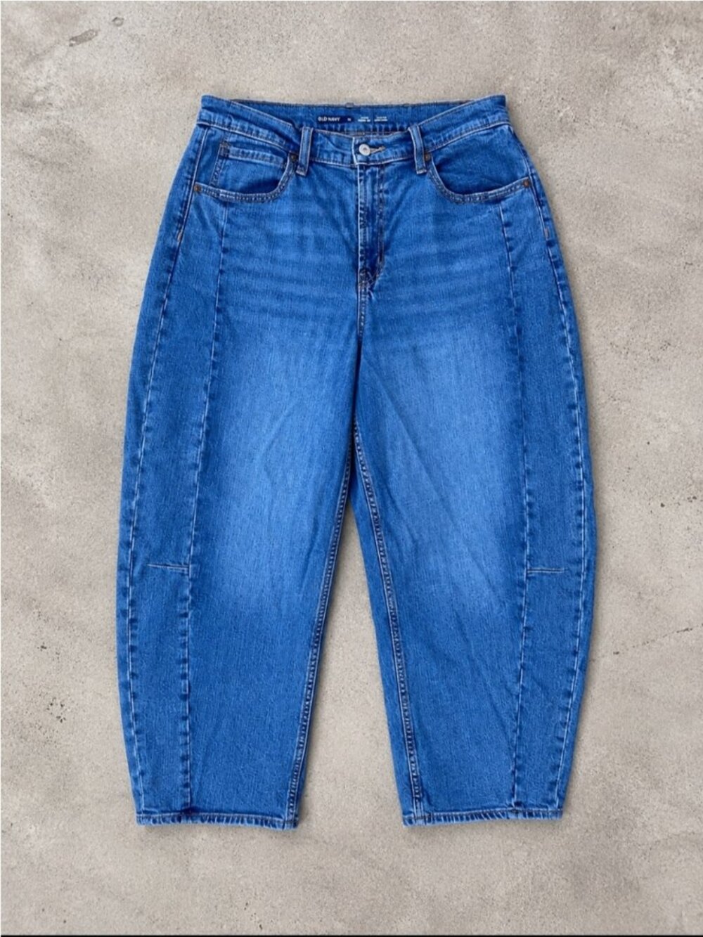 Old Navy High Rise Baggy Barrel Leg Jeans Women’s 14 Blue Denim Stretch 2024